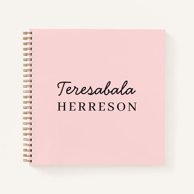 Blush Pink Modern Minimalist Monogram Notizbuch (Vorderseite)