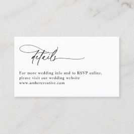 Blush Pink Modern Minimalist Wedding Details Card Visitenkarte