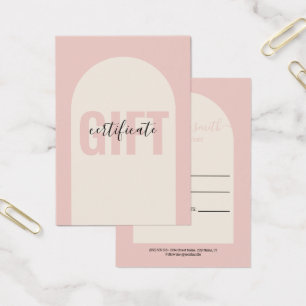 Blush Pink Modern Simple Arch Gift Certificate