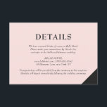 Blush Pink Moderne Akzente Details Unterkünfte Begleitkarte<br><div class="desc">Elegante und moderne Hochzeitskarte mit rosa und dunkelgrauen geometrischen Akzenten. Diese moderne Karte ist perfekt für jedes Hochzeitsthema oder jede Saison. Matching-Elemente sind verfügbar.</div>