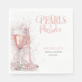 Blush Pink Moderne Glitzer Perlen und Prosecco Serviette