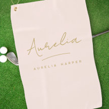 Blush Pink Moderne Gold Script Monogram Signature