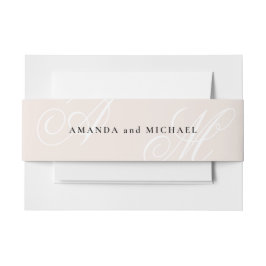 Blush Pink Moderne Kante Elegante Monogramm Hochze Einladungsbanderole