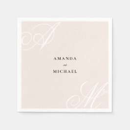 Blush Pink Moderne Kante Elegante Monogramm Hochze Serviette