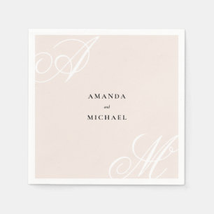 Blush Pink Moderne Kante Elegante Monogramm Hochze Serviette