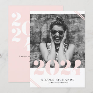 Blush Pink Moderne Klasse 2024 Foto Abschluss Einladung