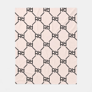Blush Pink Moderne Luxury Girly Monogram Initial Fleecedecke