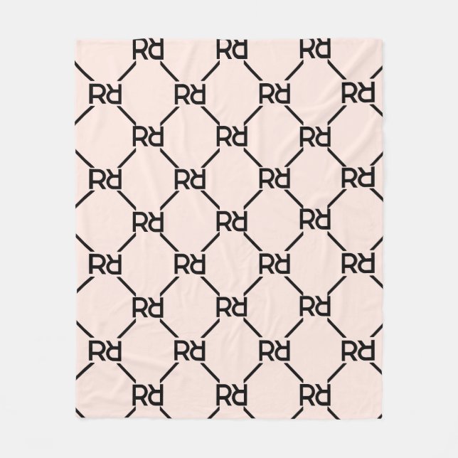 Blush Pink Moderne Luxury Girly Monogram Initial Fleecedecke (Vorderseite)