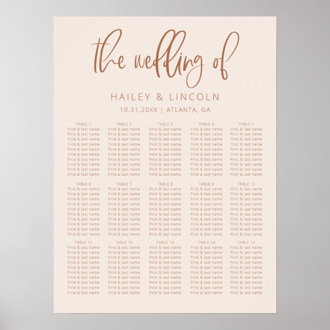 Blush Pink Moderne Minimalistische Hochzeitsstiftu Poster (Vorne)