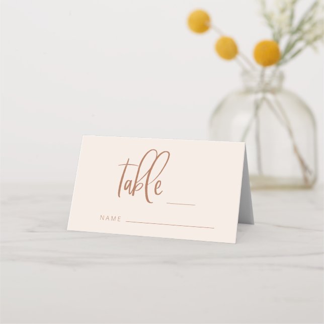 Blush Pink Moderne Minimalistische Hochzeitsszene  Platzkarte (Vorderseite)