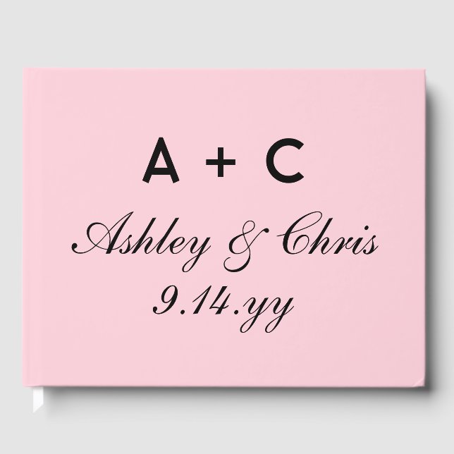 Blush Pink Moderne Personalisierte Hochzeitsempfeh Gästebuch (Vorderseite)