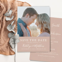Blush Pink Moderne Typografie Einfaches Foto Hochz