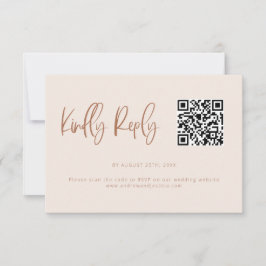 Blush Pink Moderner QR-Code für Minimalistische Ho RSVP Karte