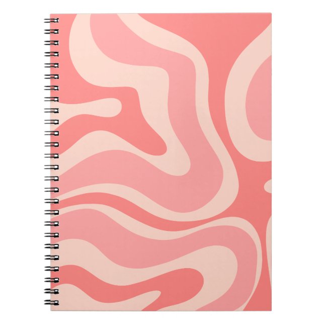 Blush Pink Moderner Retro Liquid Swirl Abstrakt Notizblock (Vorderseite)