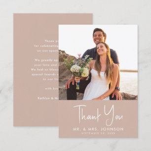 Blush Pink Modernes Drehbuch Trendy Minimalistisch Dankeskarte