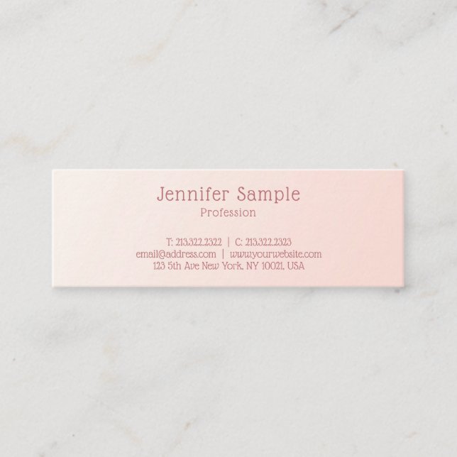 Blush Pink Modernes, einfaches Design Elegante Vor Mini Visitenkarte (Vorderseite)