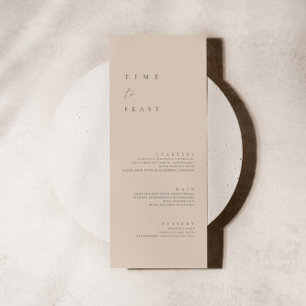 Blush Pink Modernes Minimalistisches Hochzeitmenü Menükarte