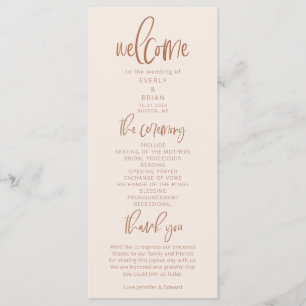 Blush Pink Modernes Minimalistisches Hochzeitsprog Programm