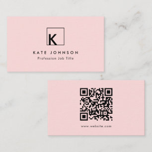 Blush Pink Modernes Monogram Logo Minimal Visitenkarte
