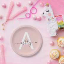 Blush Pink Modernes Script Name Girl Monogram