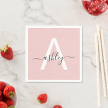 Blush Pink Modernes Script Name Girl Monogram