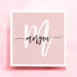Blush Pink Modernes Script Name Girl Monogram Serviette
