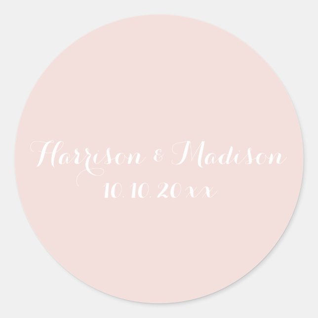 Blush-pink Monogram Brautfavoriten Runder Aufkleber (Vorderseite)