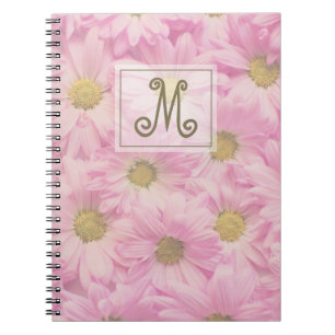Blush Pink Monogram Daisies Foto Notizblock