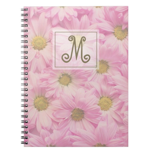 Blush Pink Monogram Daisies Foto Notizblock (Vorderseite)