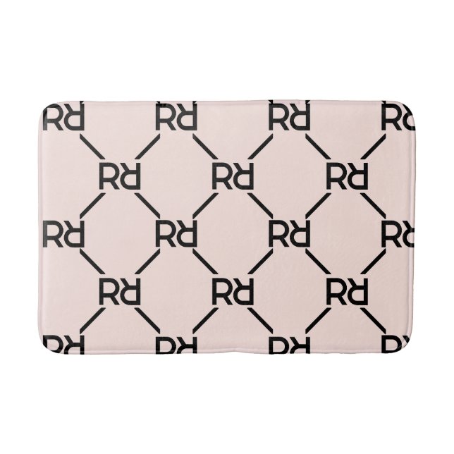 Blush Pink Monogram Elegant Luxury Girl Dorm Room Badematte (Vorderseite)