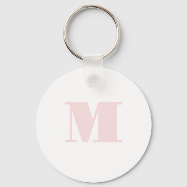 Blush Pink Monogram Initial Modern Schlüsselanhänger (Vorderseite)