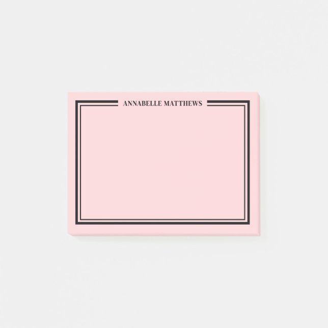 Blush Pink Monogram Post-it Klebezettel (Vorderseite)