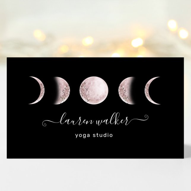Blush Pink Moon Phasen Yoga Studio Business Card Visitenkarte (Von Creator hochgeladen)