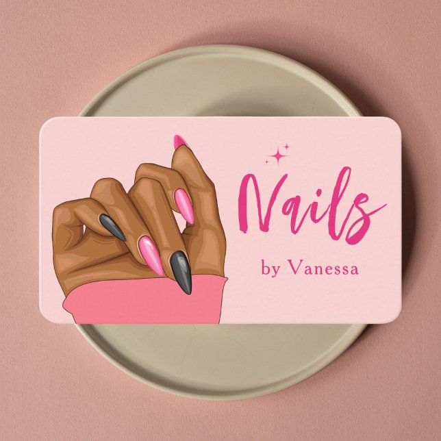 Blush Pink Nail Artist Salon Qr Code Business Card Visitenkarte (Von Creator hochgeladen)
