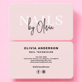 Blush Pink Nail Technician Visitenkarte