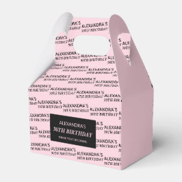 Blush Pink Name & Age Geburtstags Gefälligkeitsfel Geschenkschachtel