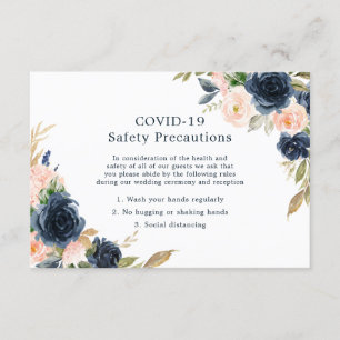 Blush Pink & Navy Elegant Hochzeit COVID-19 Begleitkarte
