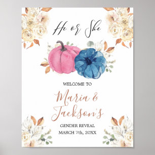 Blush Pink & Navy Kürbis Geschlecht Enthüllung Wil Poster