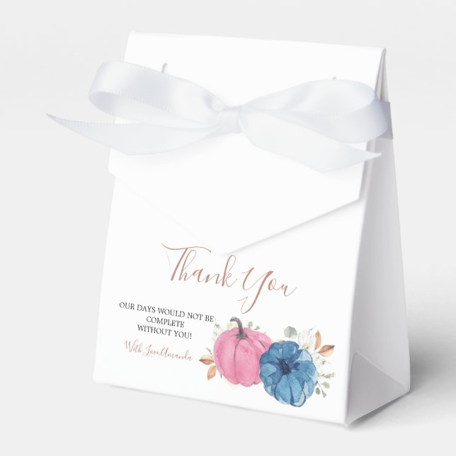 Blush Pink & Navy Pumpkin Gender Reveal Party Geschenkschachtel (Vorderseite)