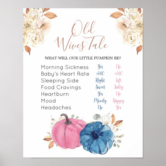 Blush Pink & Navy Pumpkin Old Wives Tales Poster (Vorne)
