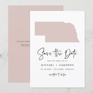 Blush Pink Nebraska Karte Minimalistisches Skript 