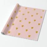 Blush Pink & Niedlich Gold Hearts Geburtstagsparty Geschenkpapier<br><div class="desc">Sonderverpackungspapier</div>