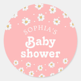 Blush Pink Niedlich Little Daisy Floral Runder Aufkleber