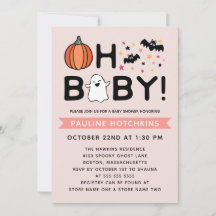 Blush Pink Oh Baby Pumpkin Halloween Baby Dusche