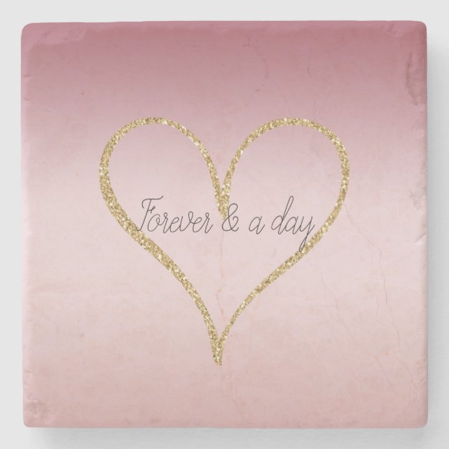 Blush Pink Ombre Glitzer Gold Liebe Forever Steinuntersetzer (Vorderseite)
