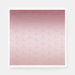 Blush Pink Ombre Glitzer Gold Liebe Serviette