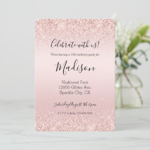 Blush Pink Ombre Glitzy Glitzer Sparkle Einladung