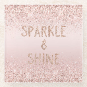 Blush Pink Ombre Glitzy Glitzer Sparkle Glasuntersetzer