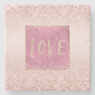 Blush Pink Ombre Glitzy Glitzer Sparkle Liebe Steinuntersetzer