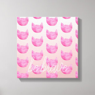 Blush Pink Ombre Katze mutig sein Leinwanddruck